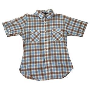 Vtg Levis Button Up Plaid Mens Slim Fit Western Shirt Sz L 40” Actual Medium